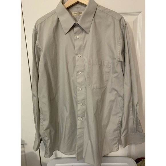 Murano Fitted Men's Long Sleeve Shirt Button Front Gray  Sz 17 1/2” 35  XL‎ - Picture 3 of 7